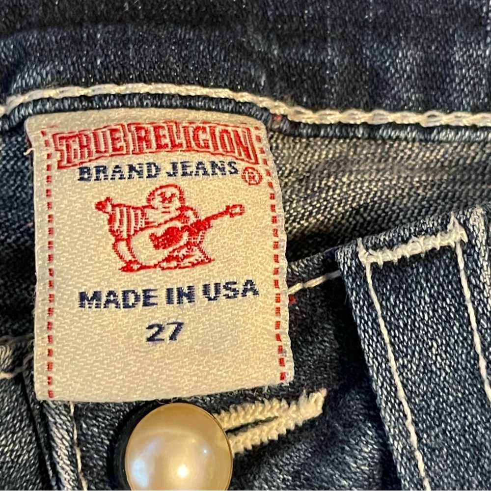 True Religion Joey Flare Leg White Stitch Jeans Size 27 - Picture 5 of 11